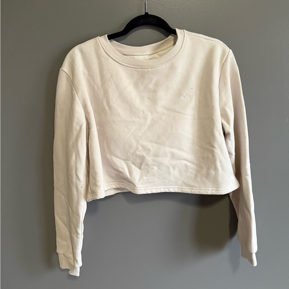 Klassy Network Cream Cropped Sweatshirt